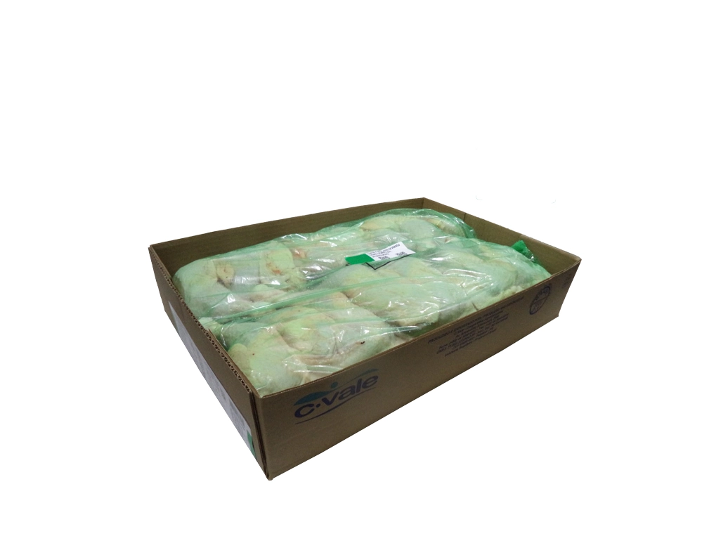 COXAS E SOBRECOXAS DE FRANGO CONGELADAS COM OSSO INTERFOLHADAS C.VALE (CX 18 KG)
